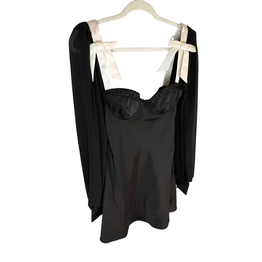 Majorelle Baylee Mini Dress Bow Long Sleeve Party Cocktail Coquette Whimsigoth S - Picture 5 of 12